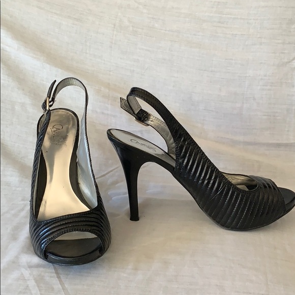 Sexy Carlos Santana black slingback open toe heel - Picture 4 of 4